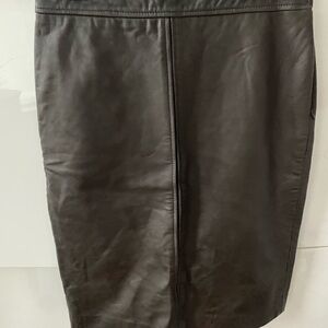 DKNY Dark Brown Leather Skirt